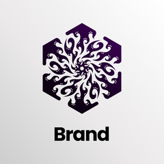 Fire flower logo. Floral ornament logo design. Abstract Ornament Flower Logo. mandala logo. black fire logo.