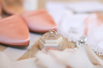 Wedding ring and brides details