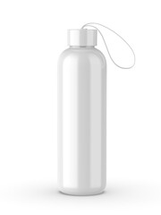 Blank stainless steel double wall workout bottle. 3d render illustration.