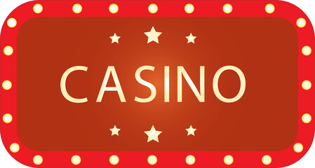 Casino billboard with lights and glitter vector illustration.