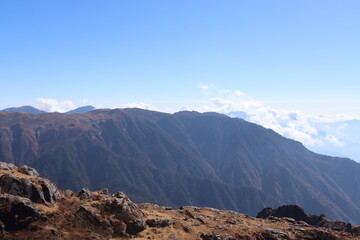 Naklejka premium Changu Lake is 145000 feet above sea level and the top mountain of the sight is higher. Some beautiful weather pictures from the top of Changu Lake mountain.
