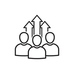 team growth and development icon on white, line vector