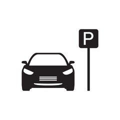 Car parking icon. Parking space. Parking lot. Car park. Vector icon isolated on white background.