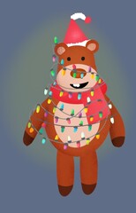 Teddy Bear with christmas light 
