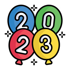 Happy new year 2023 balloon celebration vector icon