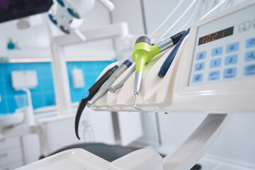 Professional equipment for teeth treatment in dentist office