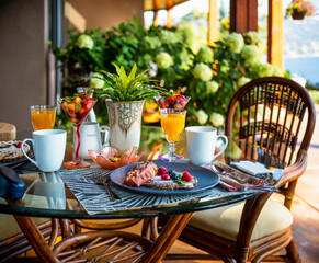 A lovely breakfast served at a bed and breakfast accommodation; British Columbia, Canada