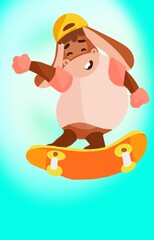 Dog in skateboard having fun