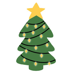 christmas tree decoration with yellow decoration