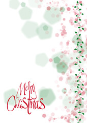 merry Christmas red and green bokeh garland frame without background