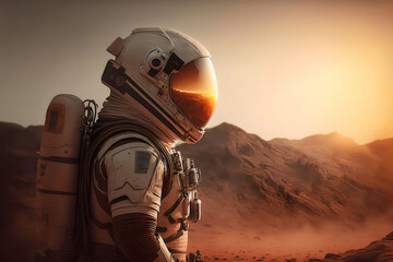 astronaut exploring mars - 554279749