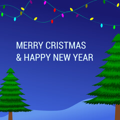 christmas card with fir tree