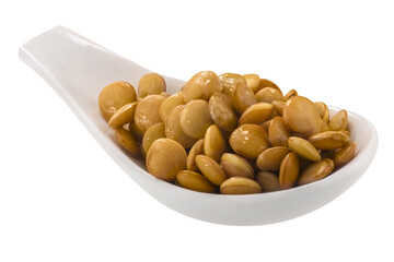 Spoonful of cooked lentils (Lens culinaris seeds)  isolated png