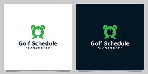 Clock or time schedule logo design template with golf graphic design illustration. icon, symbol, creative.