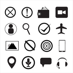 Icons of wrong wallet live video mic location message etc. set of icons