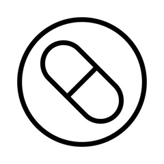 Round capsule medicine icon. Vector.