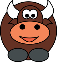 bull standing on its feet isolated on a white background