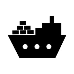 Cargo ship silhouette icon. Cargo transport, shipping. Vector.
