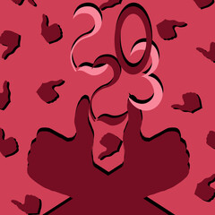 Viva magenta template 2023 calendar cover with a hand gesture and numbers. 