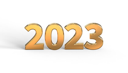 2023 symbol golden metallic 3d-illustration
