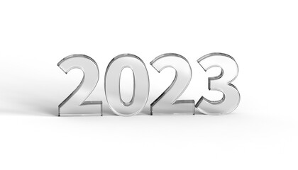 2023 symbol in glass 3d-illustration
