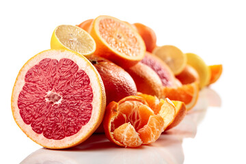 Naklejka na ściany i meble Citrus fruits are isolated on white background.