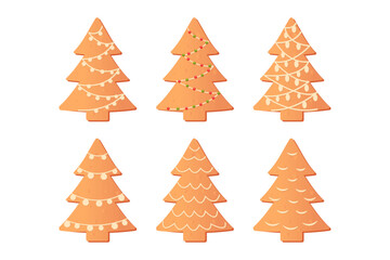 Set of cute gingerbread cookies for christmas