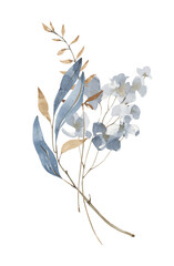 Watercolor floral bouquet clipart. Foliage illustration. Wedding arrangement.