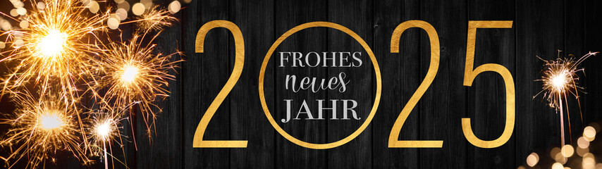 Frohes neues Jahr 2025, Silvester Party, Feuerwerk Hintergrund Banner lange Grußkarte - ...