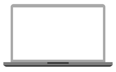 Vector open laptop mockup with transparent copy space on the screen. Simple illustration of grey personal computer isolated on transparent background