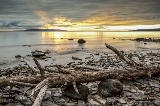 The Sleeping Giant in Lake Superior at sunrise; Thunder Bay, Ontario, Canada