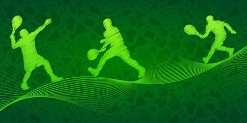 Tennis abstract lines with wave design. Creative sport concept. Art vector graphic for brochures, flyers, presentations, logo, print, website, poster, banner, templates, background, social media.