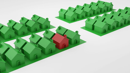 real estate green houses and properties in 3D