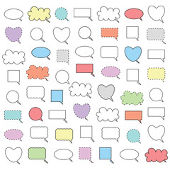 Cute colorful chat bubbles with dashed lines
