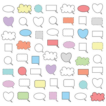 Cute colorful chat bubbles with dashed lines