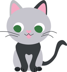 cheerful gray kitten isolated on a white background