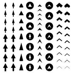 Different types of black arrows pointing up