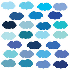 Fluffy blue clounds shapes vectors