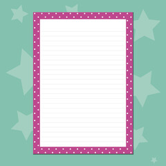 Pink paper sheet with white polka dots for printing