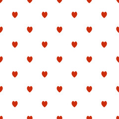 Small red hearts vector seamless pattern isolated on white background. Stock illustration - 554294374