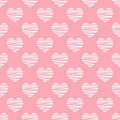 Cute stylish hearts vector seamless pattern in pastel pink color for Valentine's Day - 554294392