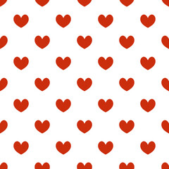Red hearts vector seamless pattern isolated on white background. Stock illustration - 554294507