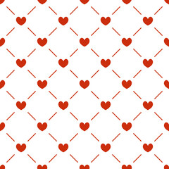 Red hearts vector seamless pattern isolated on white background. Valentine's Day decoration concept - 554294511