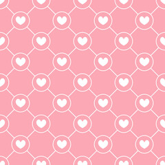Cute vector seamless pattern with hearts in pastel pink color. Newborn baby shower background for girl - 554294524