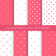 Set of Valentine's Day hearts vector seamless patterns. Swatches and global color. Easy to use and edit - 554294556
