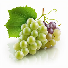 Bunch of Green and Red Purple grapes isolated on white
