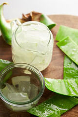Aloe vera soothing gel trimmed in a cup