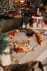 christmas table setting with decorations