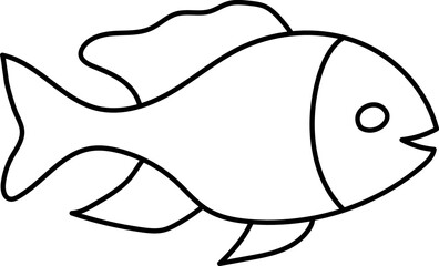 isolated flat black outline of a fish