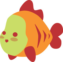 flat orange fish with red fins